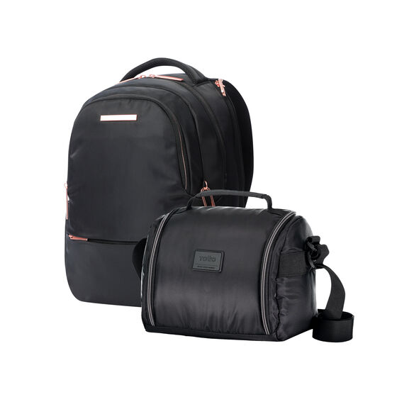 Kit mochila ejecutiva mujer + portameriendas Black image number 1